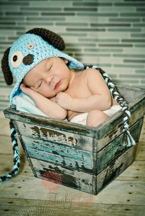 Happy Baby Blue Puppy Hat, Made-to-Order