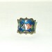 Dark Blue Enamel GUILLOCHE Cigar Band Ring STERLING SILVER
