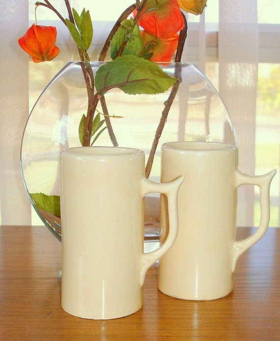 Vintage but Mod Demitasse or Expresso Cups. Cream Colored Ceramic