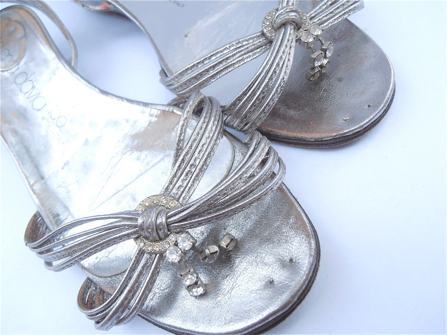 Vintage Silver Sandals Silver Italian Sandals by VillaCollezione