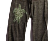 be still my Sea Turtle Pants, Cropped Pants, Yoga Capris, S,M,L,XL