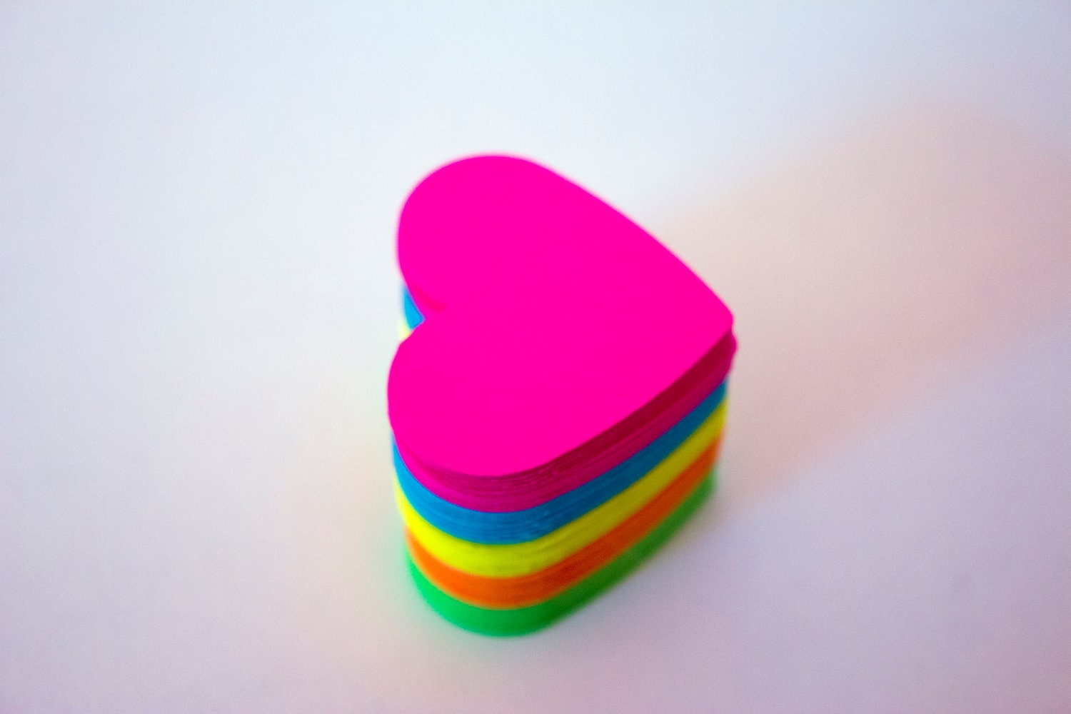 100 Neon Paper Hearts 1 1/4 Inch