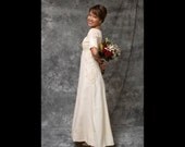 Heavy beaded silk wedding gown, 60s/70s, S