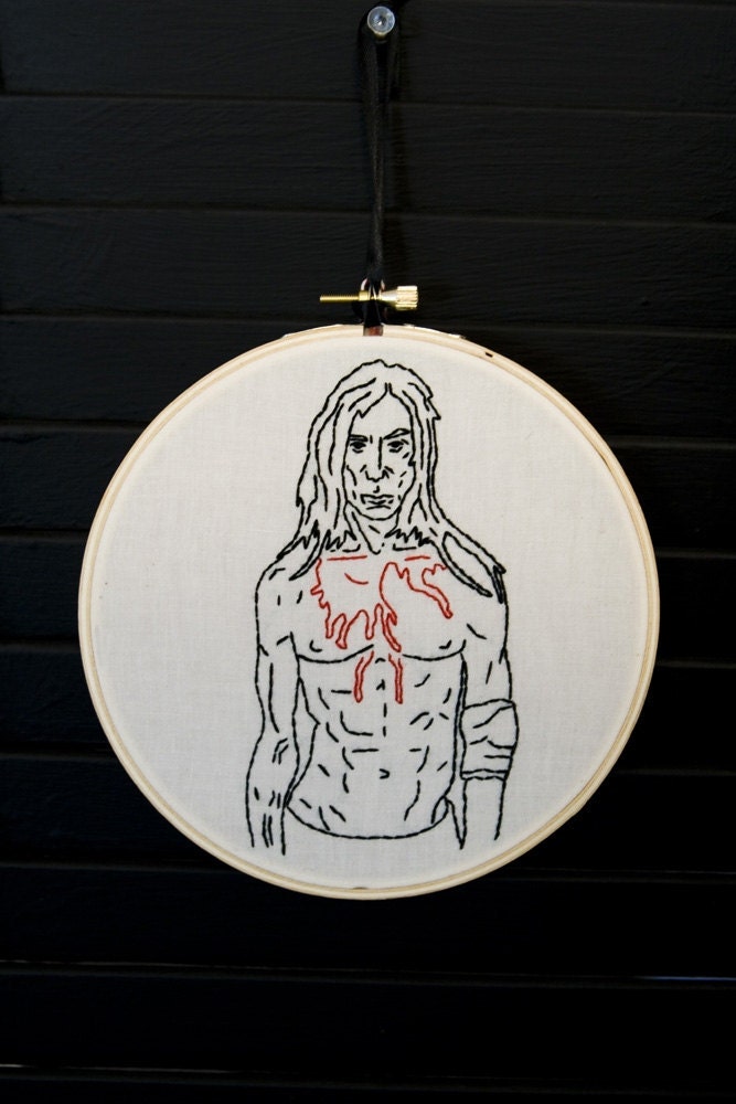 Iggy Pop Hand Embroidered Art.