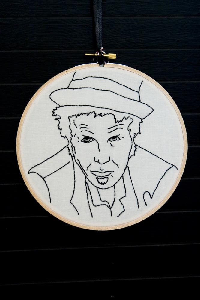 Tom Waits Embroidered Art.