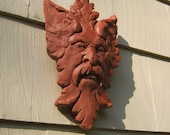 Green Man, Concrete, Cement Garden Face Terra Cotta Color