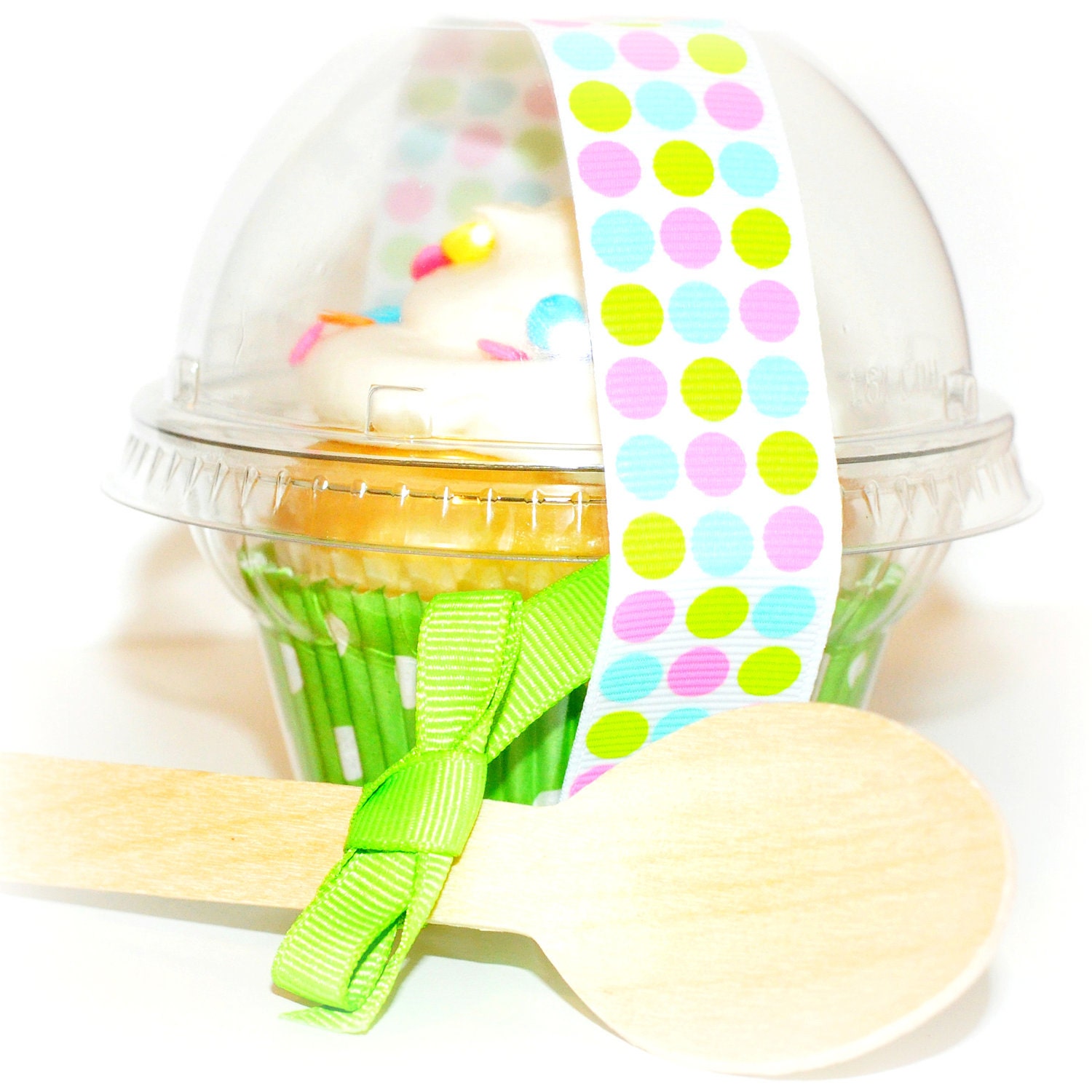 12 Clear Cupcake Favor Boxes and Wooden Spoons Il_570xn