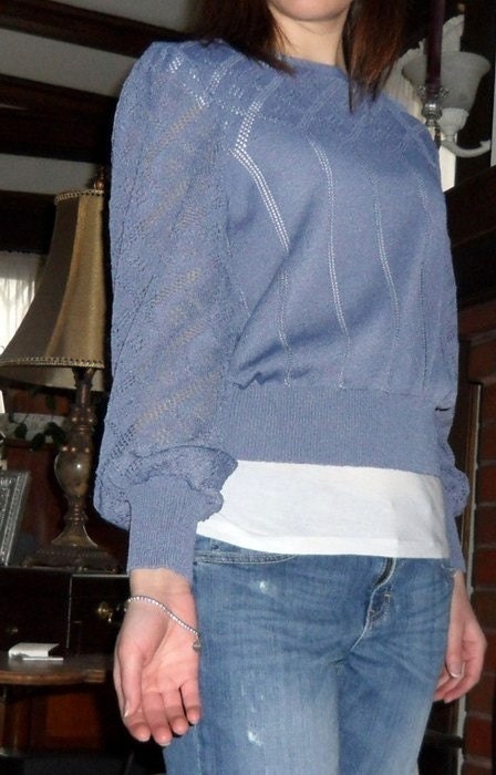 Lavender Pointelle Sweater with Bow