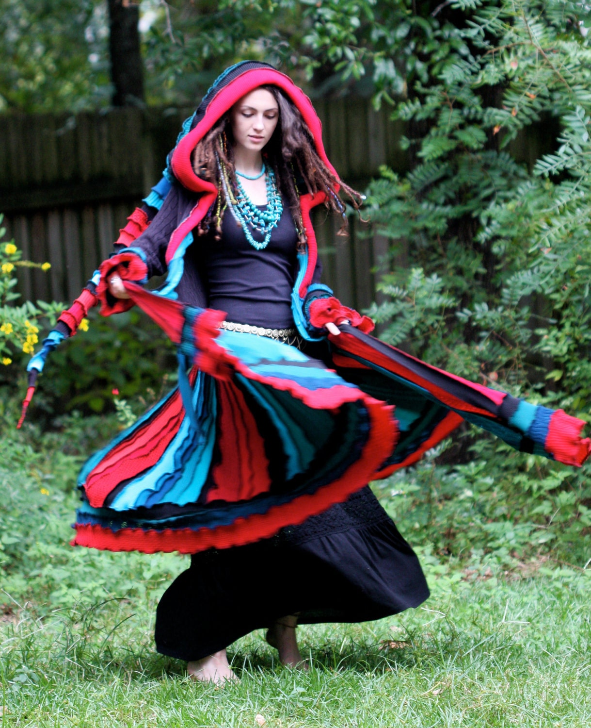 Made for you Custom size and color palette  Kaleidoscope upcycled recycled sweater elf  dream traveling coat