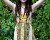 Adorable summer festival Patchwork apron top earthy batik butterflies laced openback hippie mama ooak