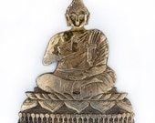 buddha wall decor - wall hanging - wall art - home decor  - 10kt gold glaze -spiritual art - Indian art - ceramic - sitting buddha