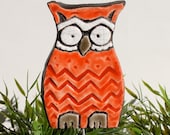 Owl garden stake- garden decor - Hedwig owl ornament - home and garden - outdoor frost resistant ornament -red - large
