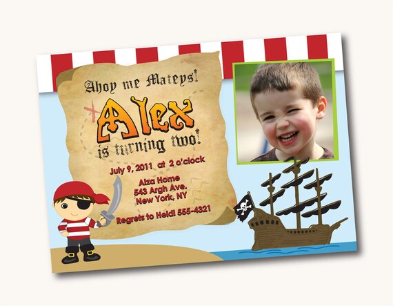Neverland Pirate Party Invitation - Lil' Pirates Collection PRINTABLE PHOTO INVITATION by Itsy Belle Il_570xn