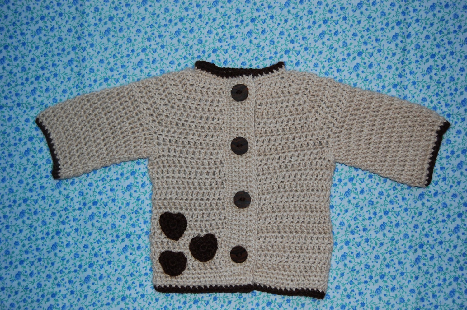 Undyed Alpaca Newborn Sweater Natural Cream and Brown