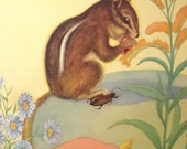 Chipmunk Illustration 1936 Children's Book Friends of the Forest