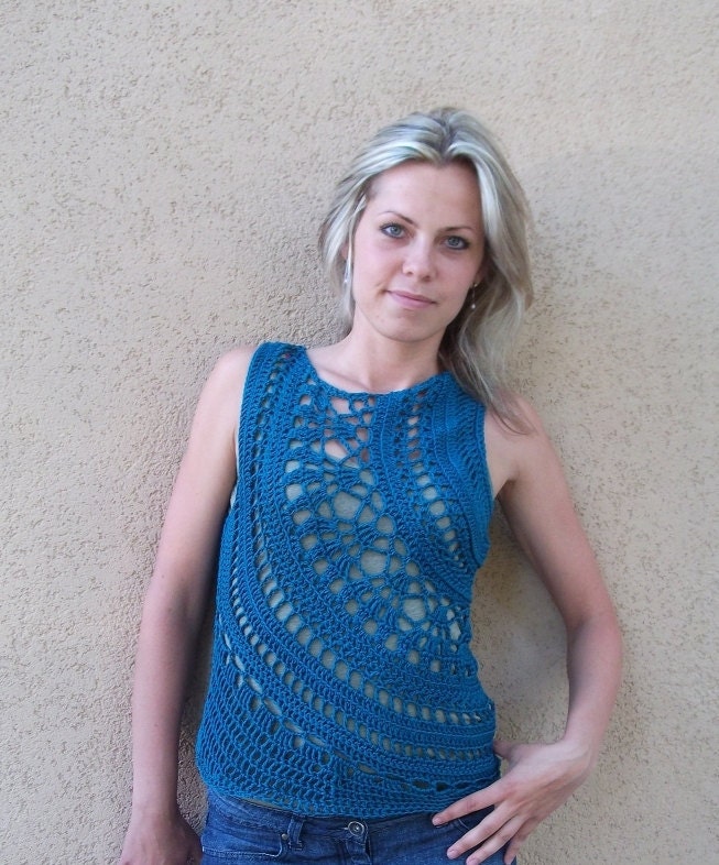 Crochet Pattern PDF - Galactic Orbits Top - sizes XS to XL - crochet top pattern instant download - boatneck tank top pattern