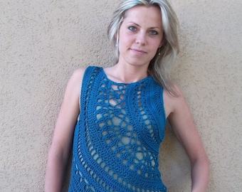 Crochet Pattern PDF - Galactic Orbits Top - sizes XS to XL - crochet top pattern instant download - boatneck tank top pattern