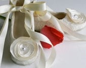 RESERVED LISTING -Priority shipping - Ivory size 9 Flower Girl Ballet Flat - Off White (Ivory), Satin &  Lace - Baby Souls Baby Shoes