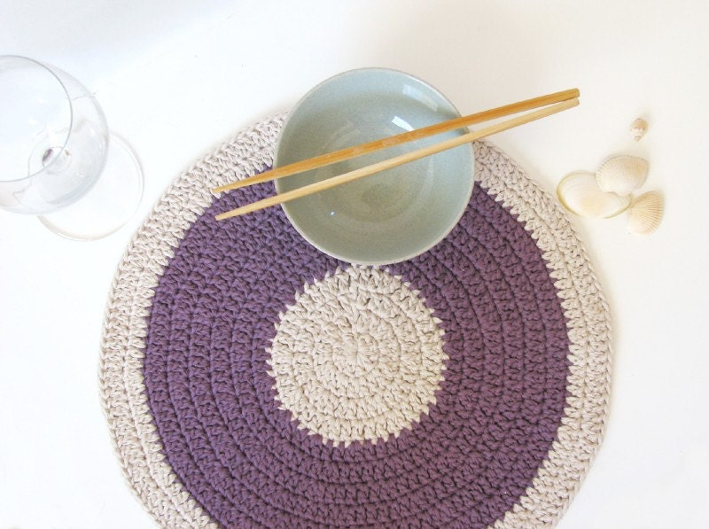 Purple Hemp placemat - eco-friendly - Mauve Lilac Bellflower and natural colour - Fall home decoration - Coupon "SPECIAL" - 15% OFF