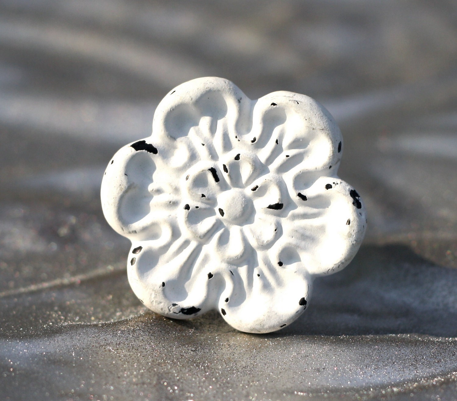 Dresser Knobs/ Shabby Chic White Drawer Knobs/ Drawer Pulls/ Cupboard Knobs/ Drawer Handles/ Cottage Style knobs