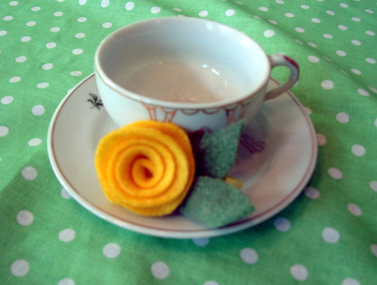 Charming sunny yellow felt rosette hairclip, perfect stocking stuffer