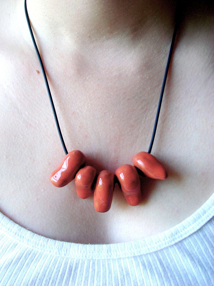 Red Fang: Ceramic Bead Necklace