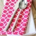 Napkins - Pink with White Circles - Set of 4 Reversible Cloth - FREE SHIPPING