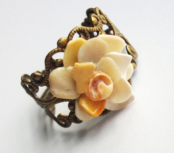 Shell Jewelry, Seashell Flower Ring
