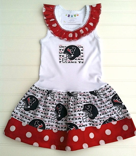 Houston Texans Ruffle Neck Dress Available 0-3 months through Size 6/8