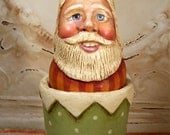 Santa Folk Art Christmas Original One of a kind Hand Painted Candy container