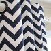 Designer Curtains - Pair of Decorative Designer Custom Curtains Drapes 50 x 96 Navy Blue and White Chevron Zig Zag with Grommets