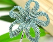 Hawaiian flower hair clip - mermaid  ab sea blue plumeria - Wailele