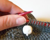 White Lampworked Milk Glass Row Knitting Stitch Marker Or Pendant OOAK