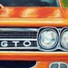Orange G.T.O. - Original oil painting, 12 x 24 ready to hang, Hot rod classic car art