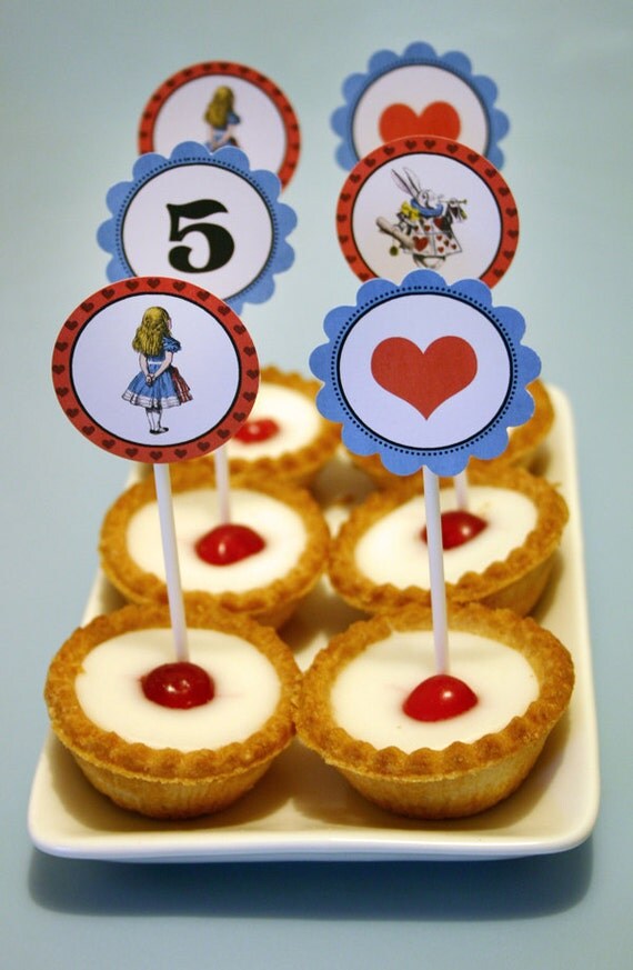 Alice in Wonderland Party Circles or Cupcake Toppers - Girls Birthday - DIY PRINTABLE by Sassaby Il_570xn