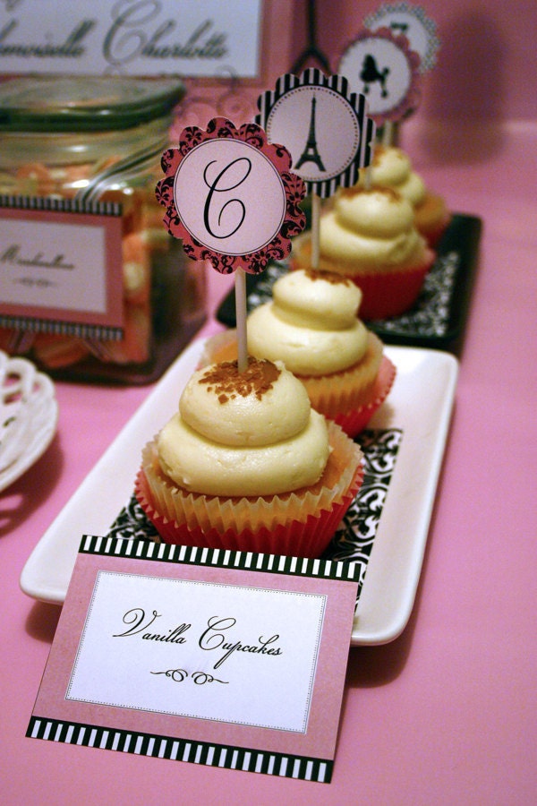 Party de Paris Girls Party Circles/Cupcake Toppers - DIY PRINTABLE FILE by Sassaby Il_570xn