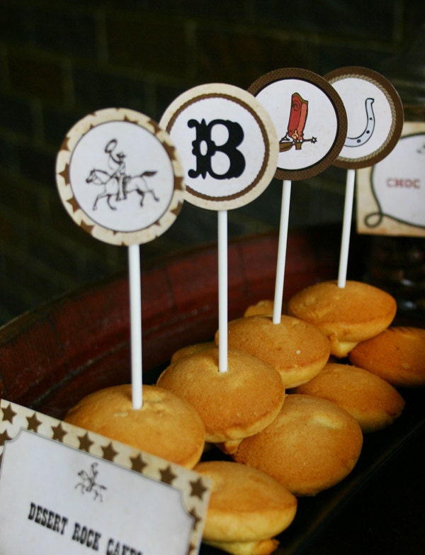Wild West Cowboy Party Circles/Cupcake Toppers - DIY PRINTABLE FILE by Sassaby Il_570xn
