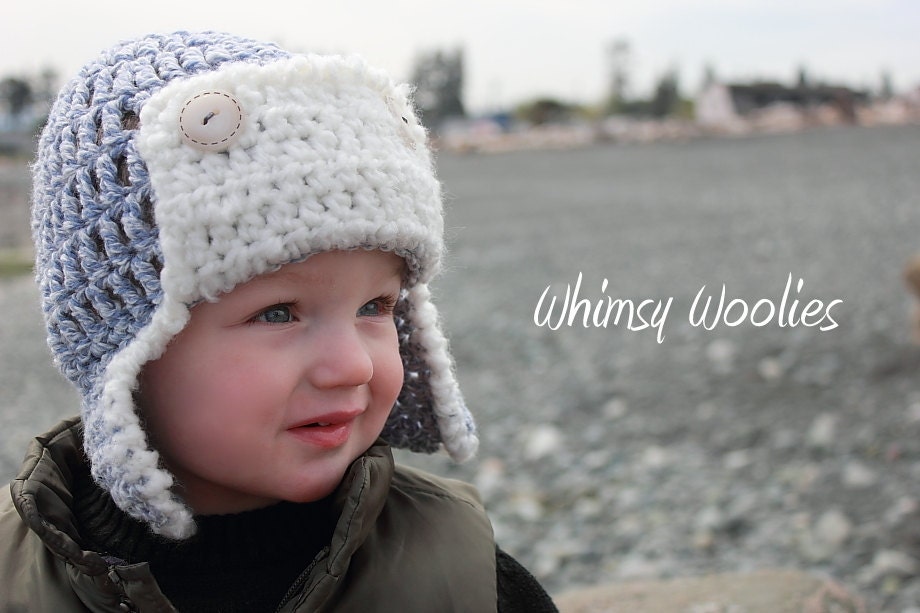 PATTERN: Pee Wee Pilot, Crochet Aviator Cap, 0-3mo & Toddler