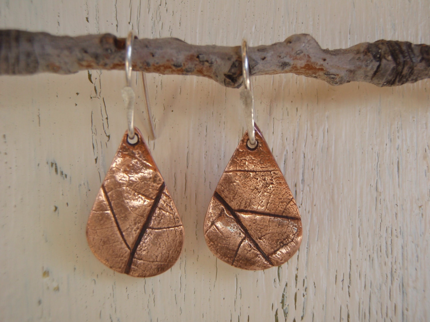 ARTisan Made "Late Fall" Earrings - Recycled Copper Clay - Sterling Silver - OOAK
