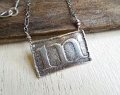 ARTisan Made "Poetic" Initial Pendant Necklace - Lowercase Letters b, d, g, h, k, m, p, q, w, y - Fine Silver - OOAK