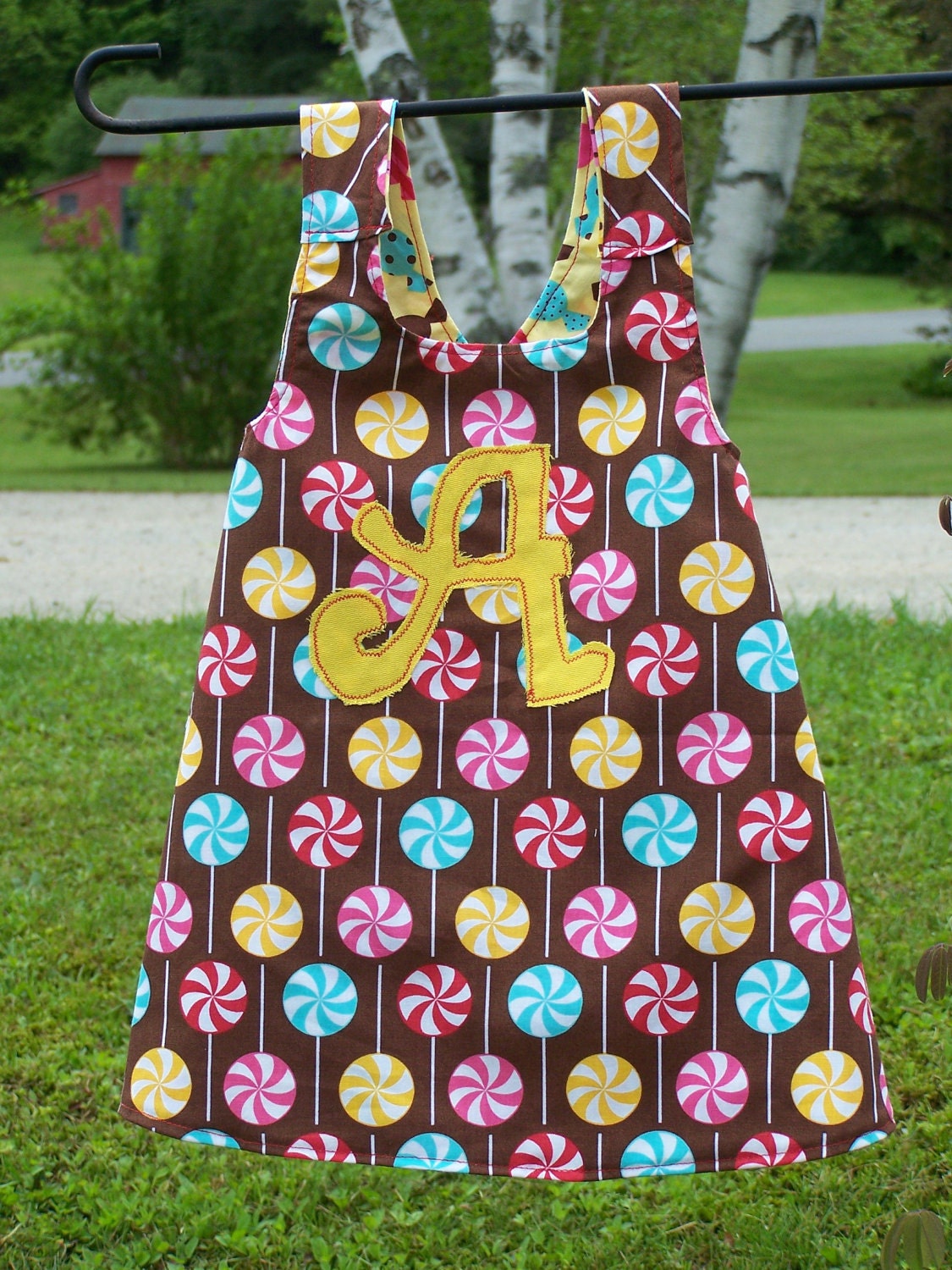 Custom Initial Reversible Pocket Pianfore - You Pick fabric theme (sizes newborn -12 months)