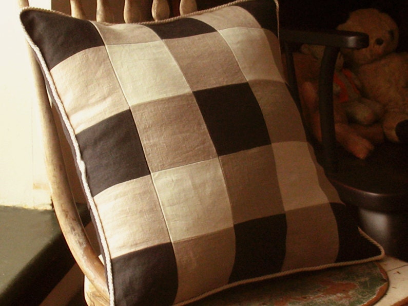 Gingham Patchwork Linen Pillow