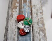 Christmas Button Necklace - unique vertical design