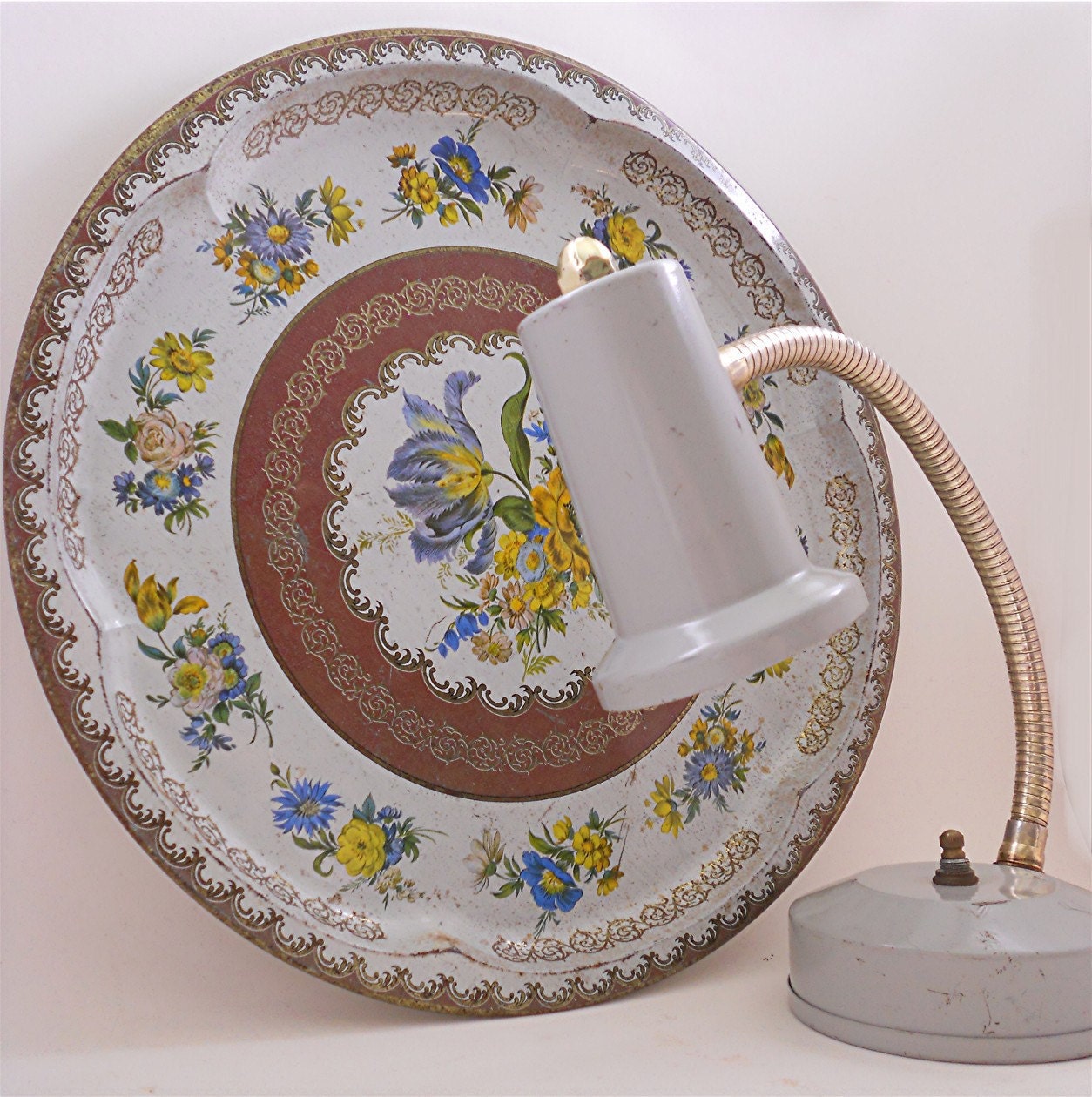 Vintage Metal Tray, Floral Daher Tray