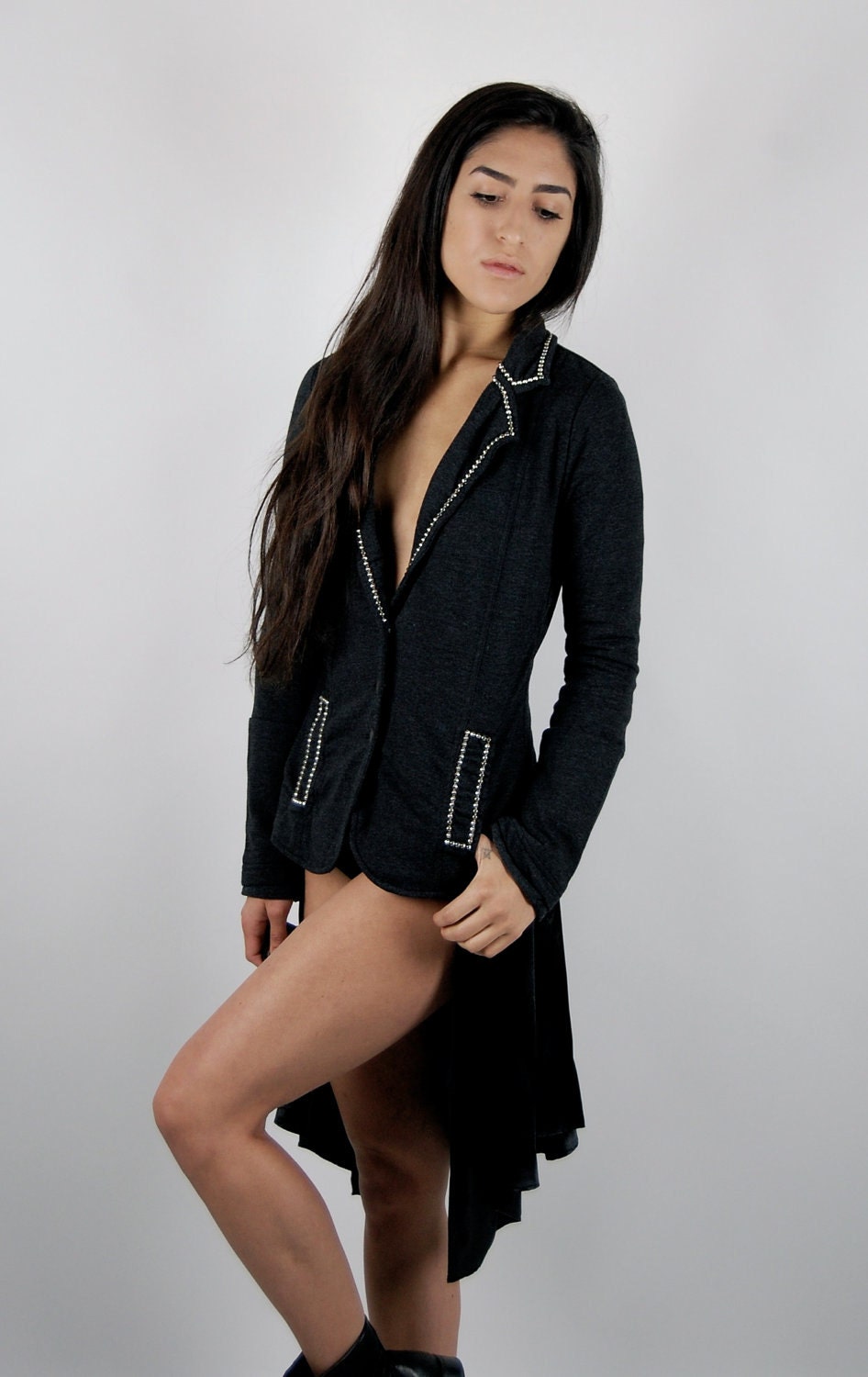 Grey Studded Blazer Jacket / OMCV x Hurley Collaboration