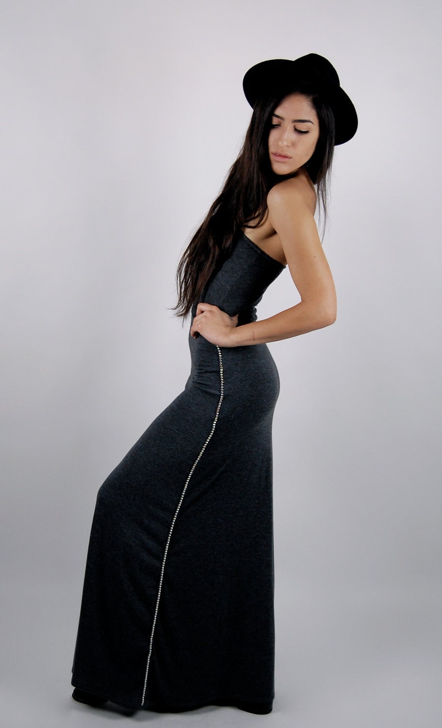 Grey Studded Mesh Convertible Maxi Dress Skirt / OMCV x Hurley Collaboration