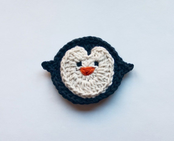 PDF Crochet Pattern - Penguin Applique - Text instructions and SYMBOL CHART instructions - Permission to Sell Finished Items