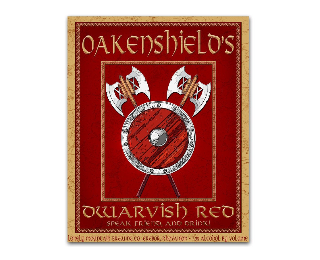 Middle Earth Microbrews: Oakenshield's Dwarvish Red - 8x10 print