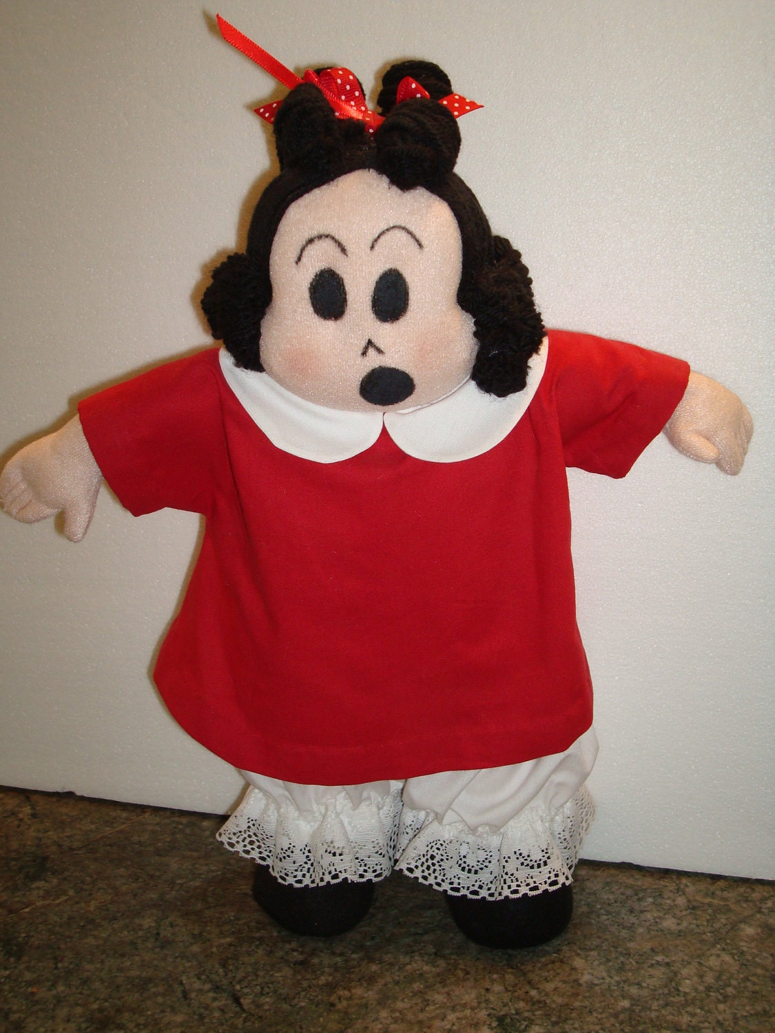 Little LuLu cloth doll made from vintage by LauraJeanDolls on Etsy