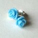 Rose Earring Studs, Light Blue Flower Earrings, Blue Rose Earrings, Studs, Silver Posts (tiny)